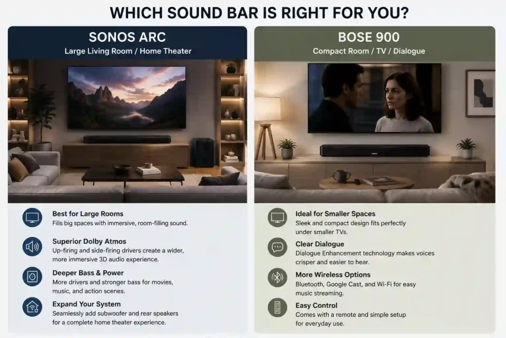 Sonos Arc vs Bose 900 Specs Comparison